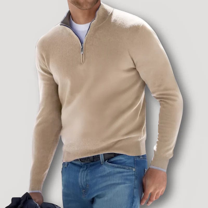 Marco Marino™ Herren Kaschmirpullover, Quarter-Zip, hochwertige Wolle, klassischer Stil.