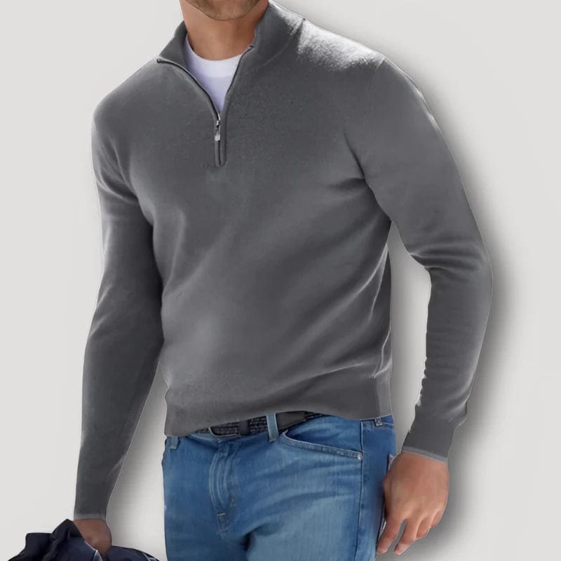 Marco Marino™ Herren Kaschmirpullover, Quarter-Zip, hochwertige Wolle, klassischer Stil.