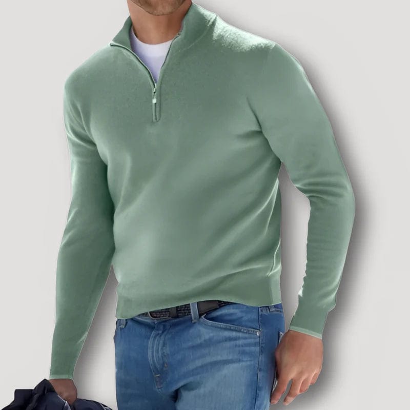 Marco Marino™ Herren Kaschmirpullover, Quarter-Zip, hochwertige Wolle, klassischer Stil.