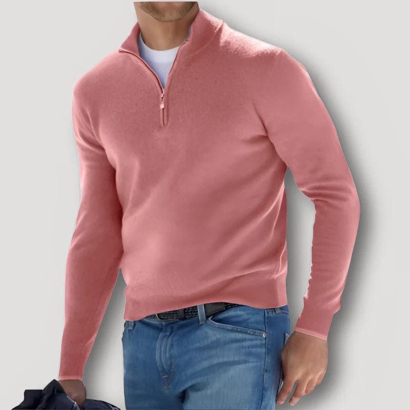 Marco Marino™ Herren Kaschmirpullover, Quarter-Zip, hochwertige Wolle, klassischer Stil.