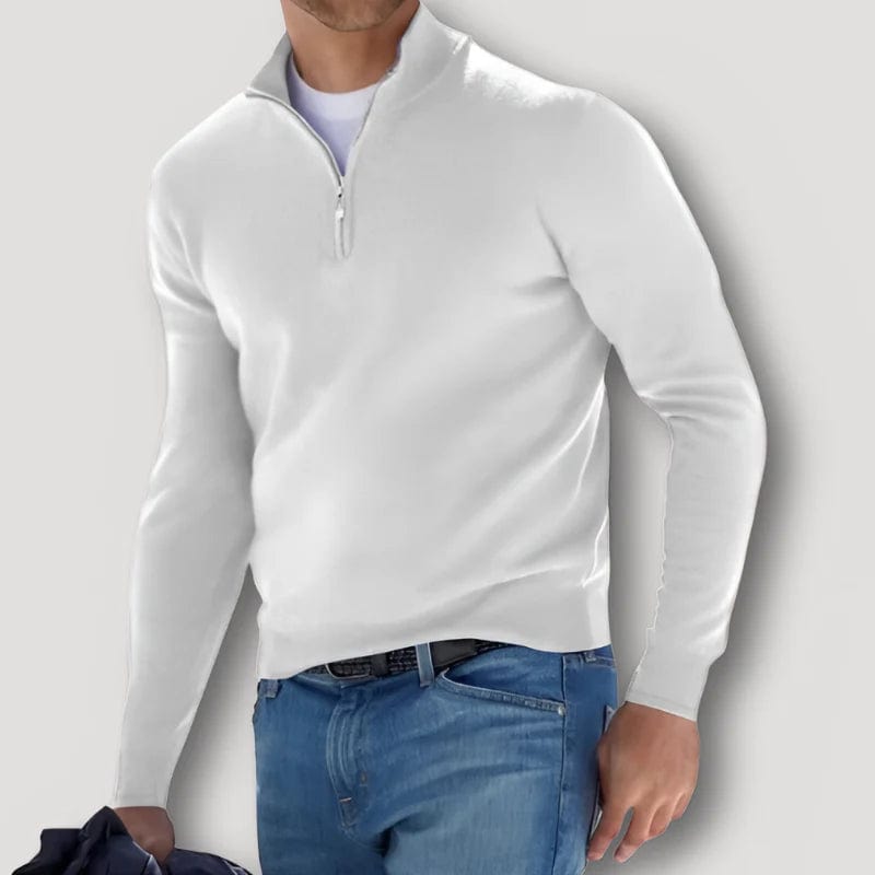 Marco Marino™ Herren Kaschmirpullover, Quarter-Zip, hochwertige Wolle, klassischer Stil.