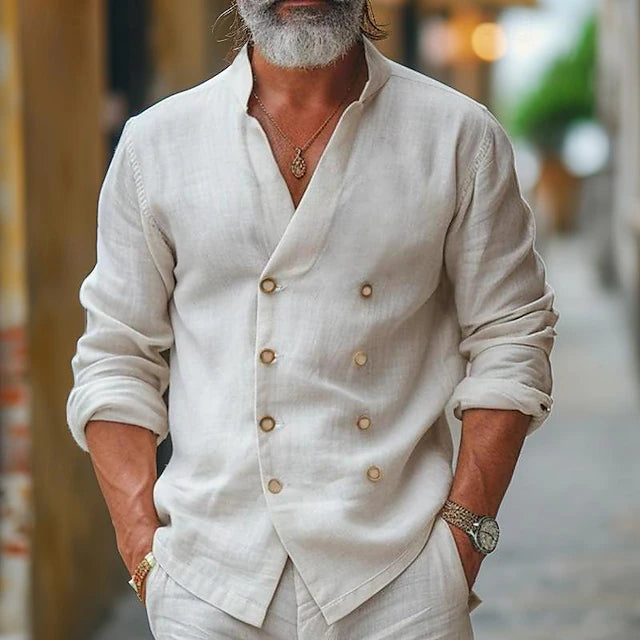Zeitloses und atmungsaktives Leinenhemd Herren von Marco Marino™, ideal für Sommerkomfort und Stil.