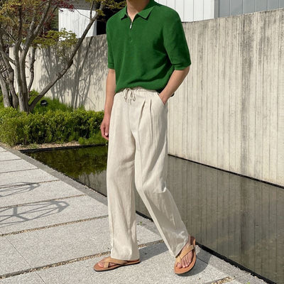 Leichte und atmungsaktive Leinenhosen von Marco Marino™, ideal für vielseitige Outfits.