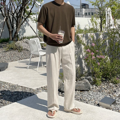 Leichte und atmungsaktive Leinenhosen von Marco Marino™, ideal für vielseitige Outfits.