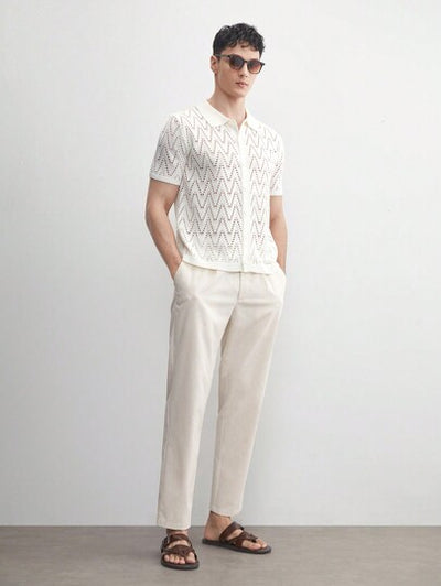 Herren Old Money Leinen Anzughose, hochwertiges Tapered-Design von Marco Marino™.