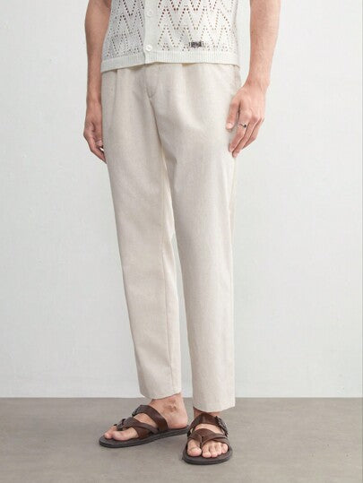 Herren Old Money Leinen Anzughose, hochwertiges Tapered-Design von Marco Marino™.