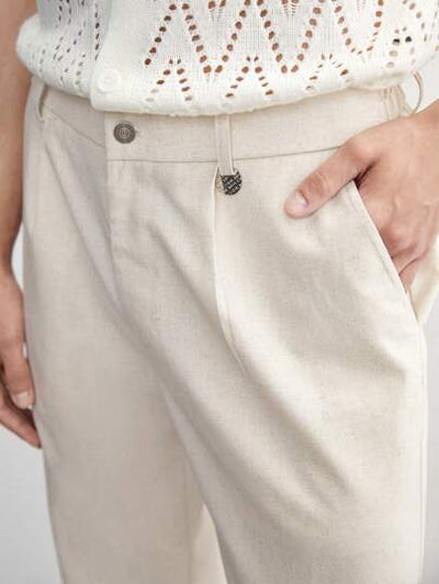 Herren Old Money Leinen Anzughose, hochwertiges Tapered-Design von Marco Marino™.