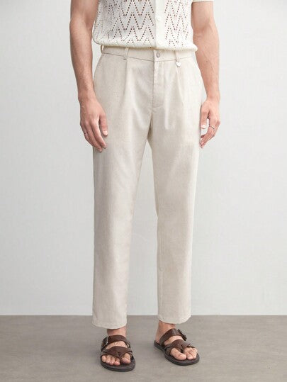 Herren Old Money Leinen Anzughose, hochwertiges Tapered-Design von Marco Marino™.