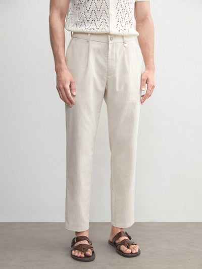 Herren Old Money Leinen Anzughose, hochwertiges Tapered-Design von Marco Marino™.