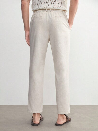 Herren Old Money Leinen Anzughose, hochwertiges Tapered-Design von Marco Marino™.