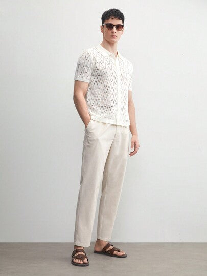 Herren Old Money Leinen Anzughose, hochwertiges Tapered-Design von Marco Marino™.