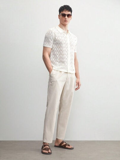 Herren Old Money Leinen Anzughose, hochwertiges Tapered-Design von Marco Marino™.