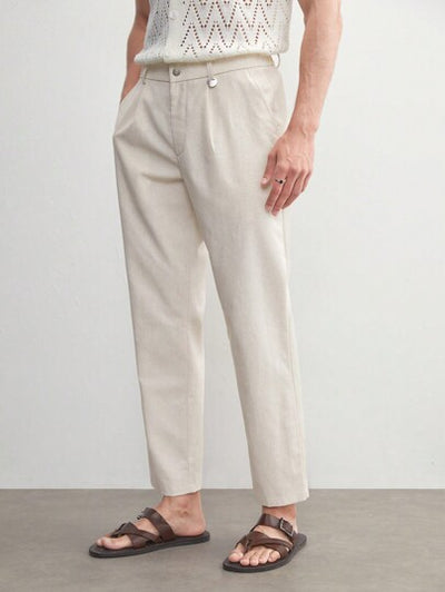 Herren Old Money Leinen Anzughose, hochwertiges Tapered-Design von Marco Marino™.