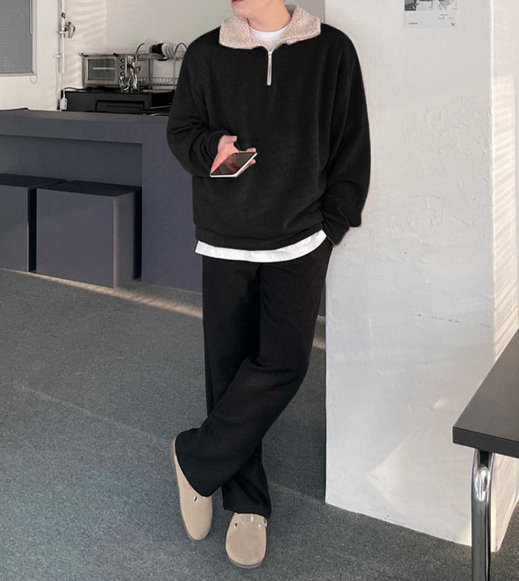 Winter-Halb-Zip-Sweatshirt-Mit-Plüsch-Futter-Marco Marino