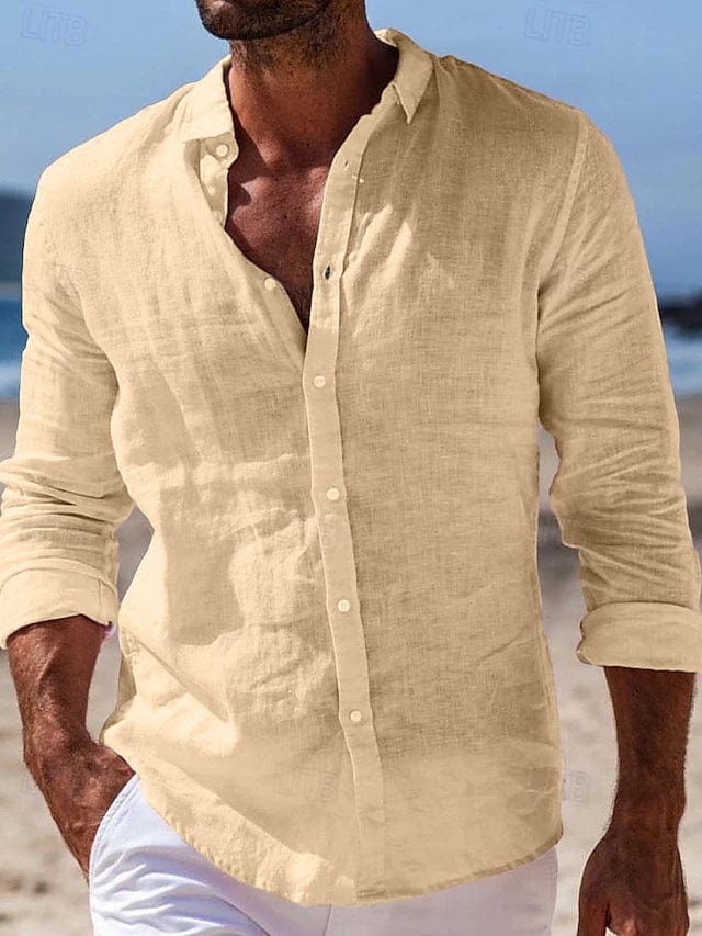 Elegantes und atmungsaktives Leinenhemd Herren von Marco Marino™, perfekt für jeden Sommeranlass.