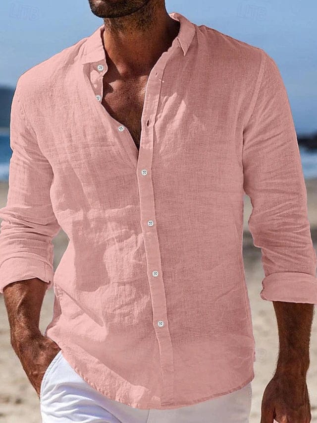 Elegantes und atmungsaktives Leinenhemd Herren von Marco Marino™, perfekt für jeden Sommeranlass.