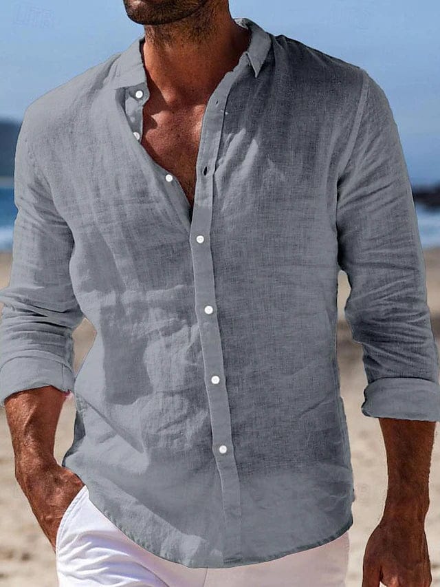 Elegantes und atmungsaktives Leinenhemd Herren von Marco Marino™, perfekt für jeden Sommeranlass.