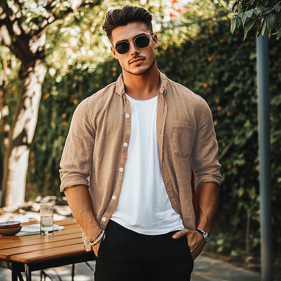 Stylisches Leinenhemd Herren, leicht und atmungsaktiv, Premium-Leinenhemd von Marco Marino™.