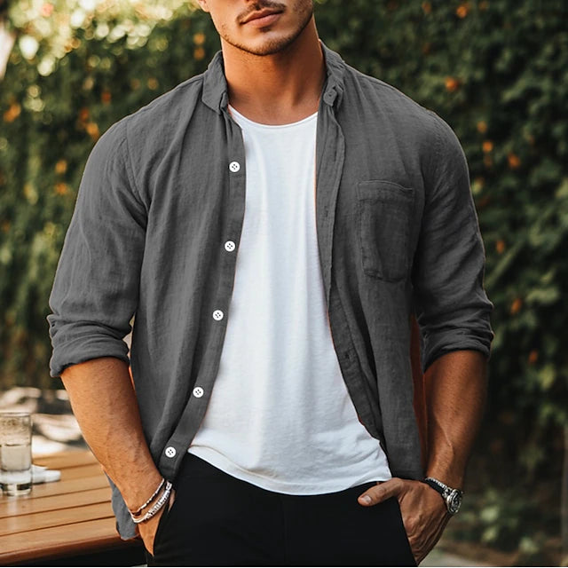Stylisches Leinenhemd Herren, leicht und atmungsaktiv, Premium-Leinenhemd von Marco Marino™.