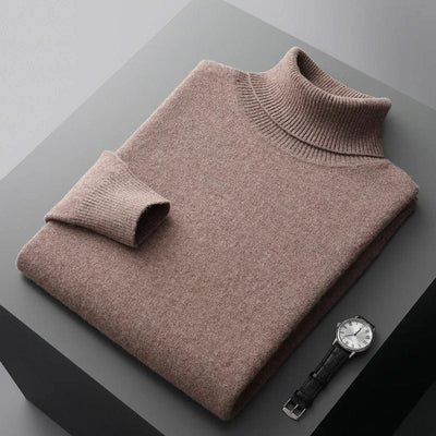 Rollkragenpullover aus 100% Merinowolle, elegant, warm und atmungsaktiv.