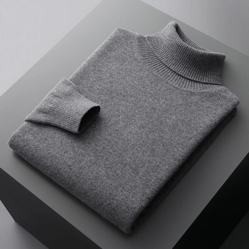 Rollkragenpullover aus 100% Merinowolle, elegant, warm und atmungsaktiv.