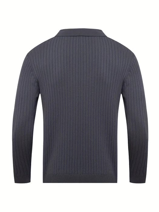 Marco Marino™ gerippter Polo-Pullover, stilvolles und langlebiges Strickdesign für jede Saison.