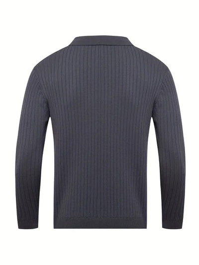 Marco Marino™ gerippter Polo-Pullover, stilvolles und langlebiges Strickdesign für jede Saison.