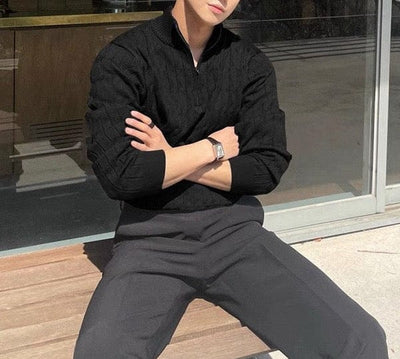 Marco Marino™ Zopfstrickpullover mit Reißverschluss - Stilvoll und Bequem