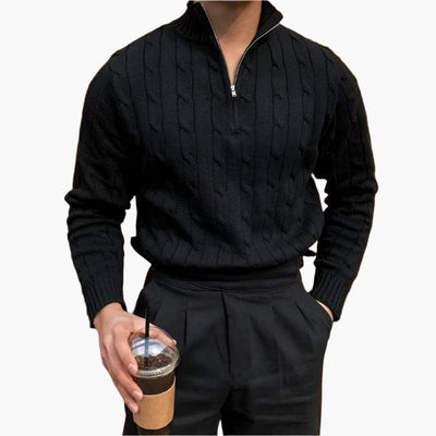 Marco Marino™ Zopfstrickpullover mit Reißverschluss - Stilvoll und Bequem