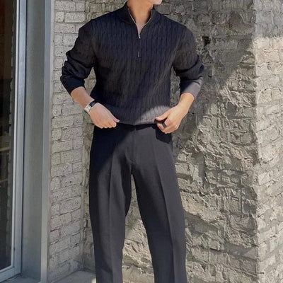 Marco Marino™ Zopfstrickpullover mit Reißverschluss - Stilvoll und Bequem