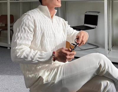 Marco Marino™ Zopfstrickpullover mit Reißverschluss - Stilvoll und Bequem