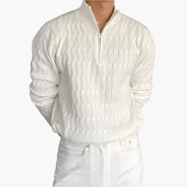 Marco Marino™ Zopfstrickpullover mit Reißverschluss - Stilvoll und Bequem