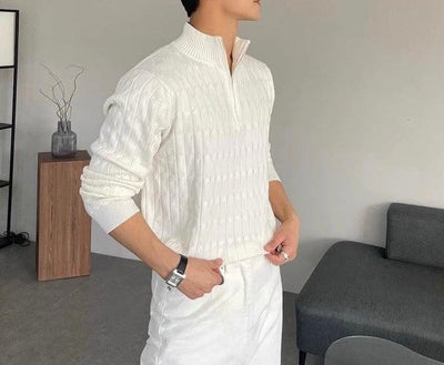 Marco Marino™ Zopfstrickpullover mit Reißverschluss - Stilvoll und Bequem