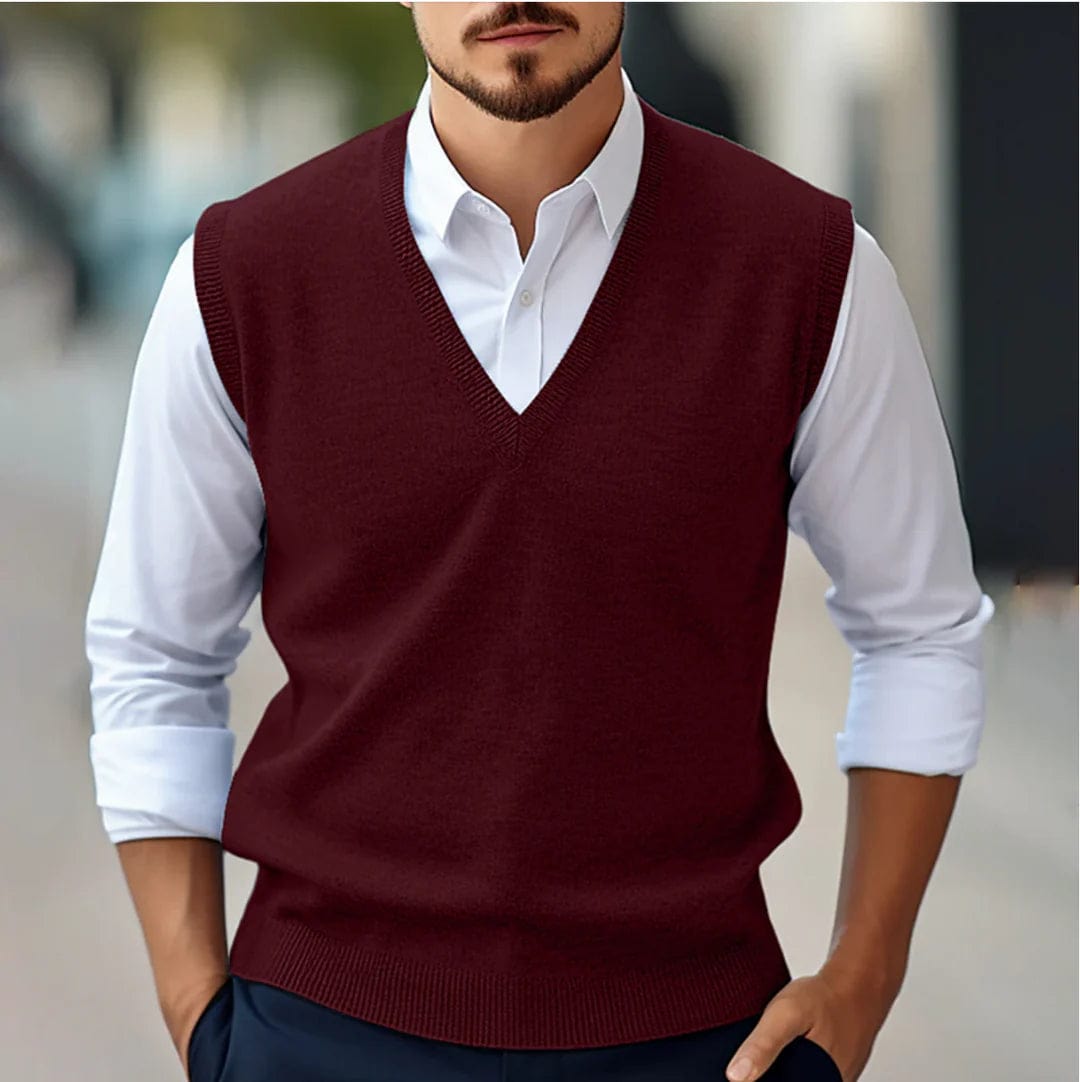 Marco Marino™ Stilvoller Ärmelloser V-Ausschnitt Pullover für Herren, leicht, atmungsaktiv und vielseitig zum Layern oder alleine tragen.