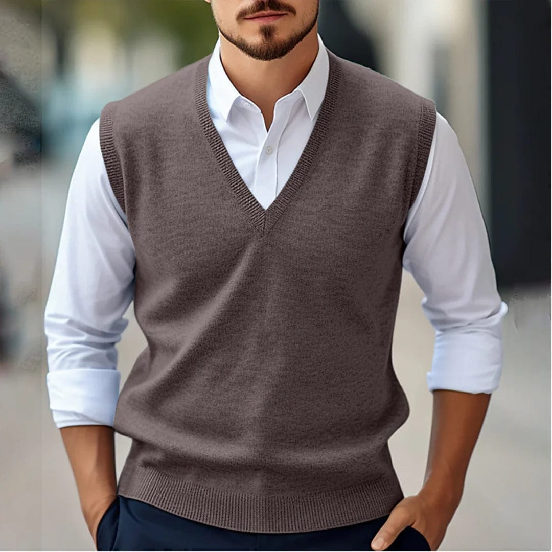 Marco Marino™ Stilvoller Ärmelloser V-Ausschnitt Pullover für Herren, leicht, atmungsaktiv und vielseitig zum Layern oder alleine tragen.