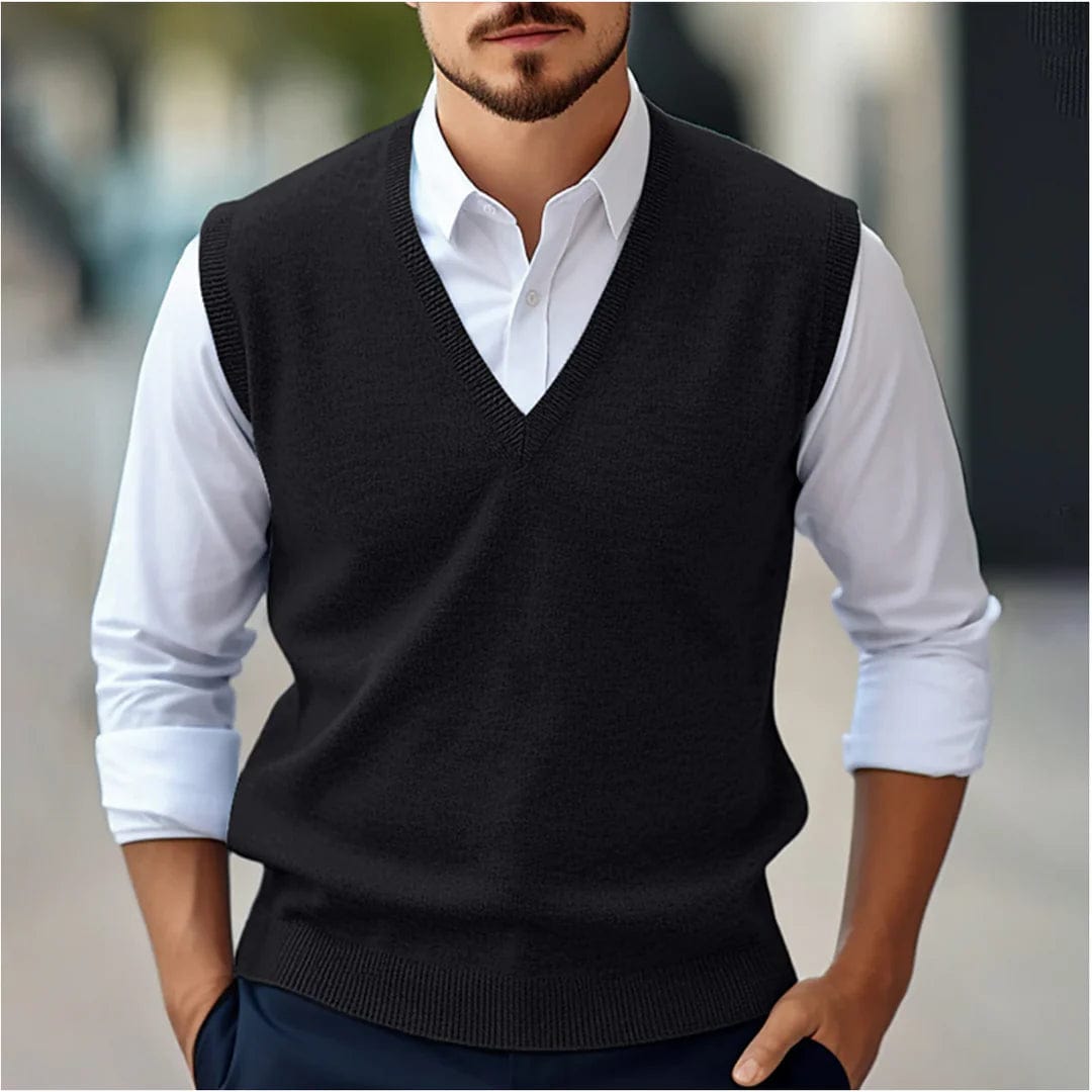 Marco Marino™ Stilvoller Ärmelloser V-Ausschnitt Pullover für Herren, leicht, atmungsaktiv und vielseitig zum Layern oder alleine tragen.