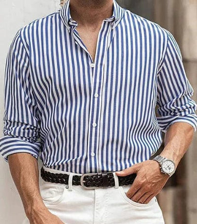 Modernes und atmungsaktives Gestreiftes Sommerhemd Herren von Marco Marino™, ideal für den Sommer.