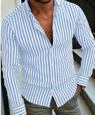 Modernes und atmungsaktives Gestreiftes Sommerhemd Herren von Marco Marino™, ideal für den Sommer.
