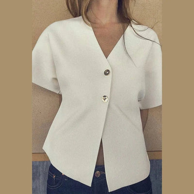 Marco Marino™ vielseitige Zwei-Knopf-Bluse für Damen, die einen Relaxed Fit und modernen Stil für den täglichen Gebrauch bietet.