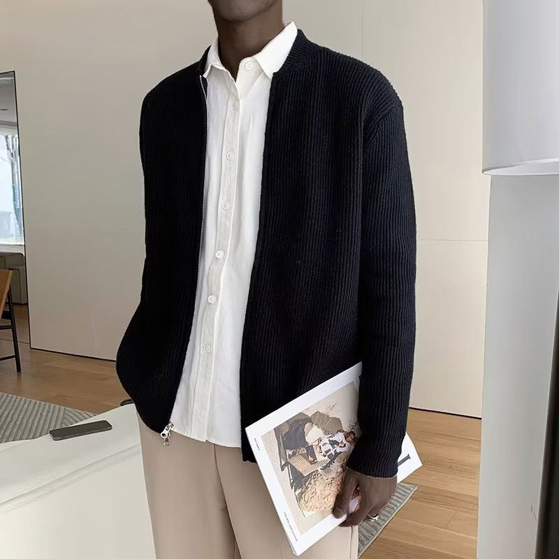 George - Soft Knit Zip-Up Cardigan with Ribbed Texture