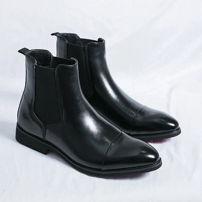 Black Chelsea Boots in Shiny PU Leather Men