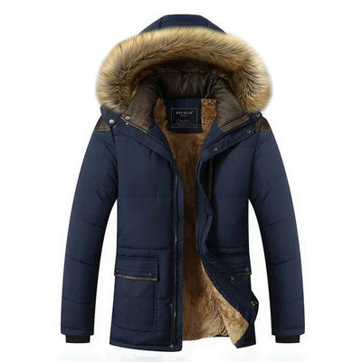 Henry - Men's Long Parka Jacket with Plush Hood