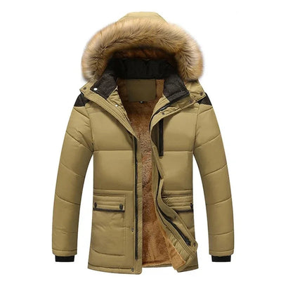 Henry - Men's Long Parka Jacket with Plush Hood