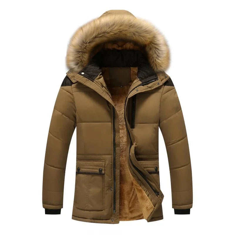 Henry - Men's Long Parka Jacket with Plush Hood