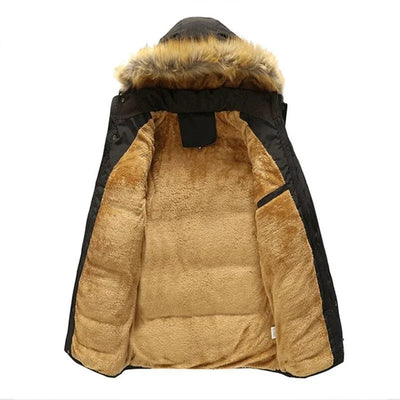 Henry - Men's Long Parka Jacket with Plush Hood