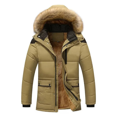 Henry - Men's Long Parka Jacket with Plush Hood