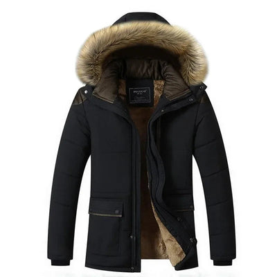 Henry - Men's Long Parka Jacket with Plush Hood