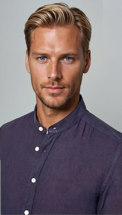 Silas - Old Money Navy Linen Shirt