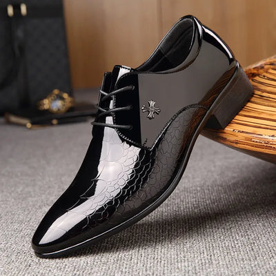 Polished Black Oxford Office Shoes Men