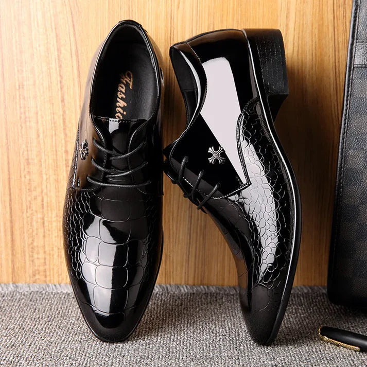 Polished Black Oxford Office Shoes Men